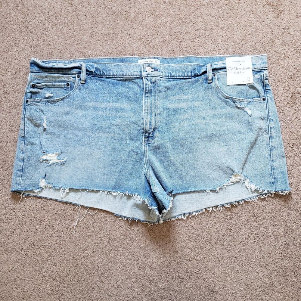 Abercrombie & Fitch Shorts The Mom Short High Rise Raw Hem Distressed Plus Sz 37